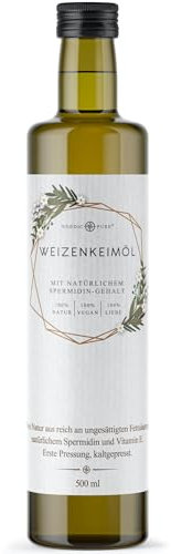Weizenkeimöl 500 ml von Nordic Pure | Kaltgepresst mit Spermidin und viel Vitamin E | Weizenkeime mechanisch gepresst (500 ml)