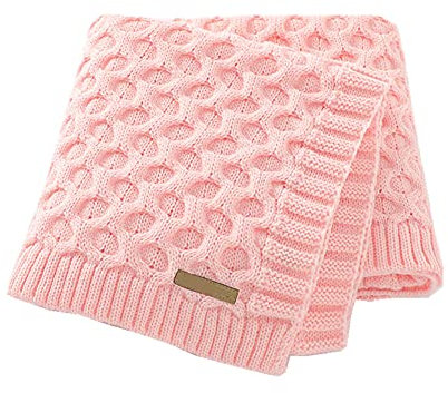 Surwin Coperta Bimbo in Maglia per Bambino, Morbida Lenzuola Multiuso Copertina Neonato Regalo Perfetto, per Carrozzina Culla Lettino Passeggino (80x100cm,Rosa chiaro)