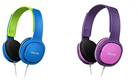 Philips Kinderkopfhörer SHK2000PK/00 Kinderkopfhörer On Ear (Lautstärkebegrenzung 85 db, 32-mm-Neodym-Lautsprechertreiber) Pink/Lila Kinderkopfhörer SHK2000BL/00 Kinderkopfhörer On Ear, Blau