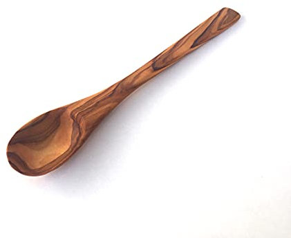 Cuchara sopera de madera de olivo, de forma fina, ligera, hecha a mano