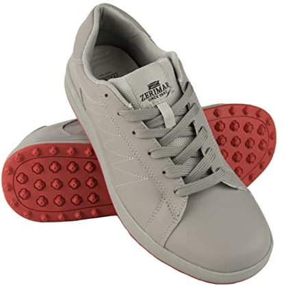 Zerimar Zapatos Golf Cuero | Zapato Golf Piel Hombre | Zapatos Hombres Deportivos | Zapatillas Deportivas Hombre Piel | Zapatillas de Golf | Color: Gris Talla 41