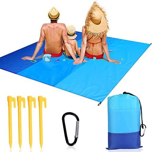 Stranddecke Picknickdecke 140x200cm Wasserdichte Decke Strandmatte Sandfrei Wasserdicht Outdoor Decke für den Strand,Campen,Wandern-Tragbar Schnelltrocknend Sandfrei Wasserdicht - Farbverlauf Blau