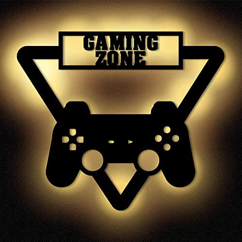 Namofactur Gamezone Gaming Zone Led Wand Licht leuchtend für Gamer Raum Room Zimmer Deko Dekoration I Batteriebetrieb