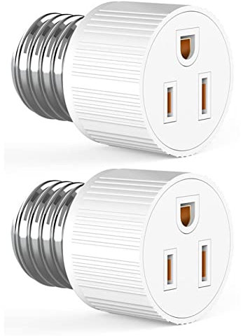 Aelevate 5 3 Prong Light Socket Adapter | Polarized Light Socket To Plug Adapter | Light Bulb to 2/3 Prong Outlet Socket Splitter Converter for Garage Porch