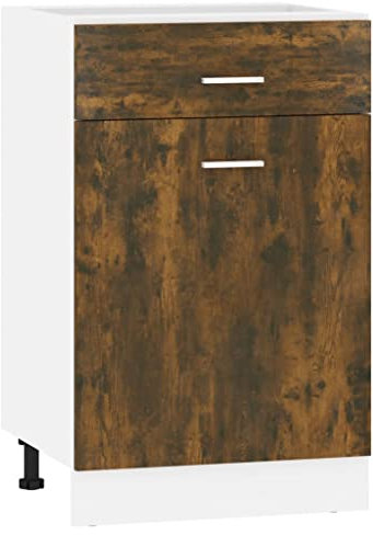 vidaXL Unterschrank, Küchenschrank mit Schublade 2 Fächern, Geschirrschrank für Küche, Küchenunterschrank Schrank Küchenmöbel, Räuchereiche