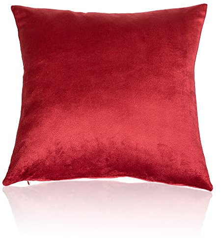 diMio 2er Set Samt-Sofakissen mit Reißverschluss und Füllung Couchkissen Dekokissen Zierkissen (2er Set, Rot (Samt))