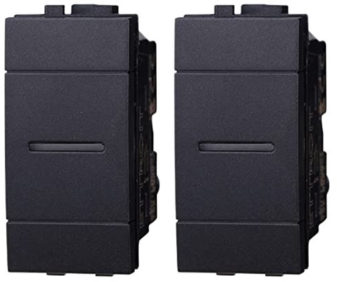 2 Pezzi Deviatore Assiale Compatibile Con Bticino Living Light (Nero)