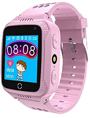 Celly Kidswatch - Orologio per telefono impermeabile per bambini - 4G, chiamate, messaggi, modalità scuola, funzione SOS, GPS, fotocamera e contapassi - 2 anni di garanzia (ROSA), Normal