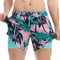 MaaMgic 5.5 Short de Bain Homme Maillot 2-in-1 Séchage Rapide Slip Doublure pour Vacances sur la Plage Sport Surf,Arbres Roses et Verts,XS