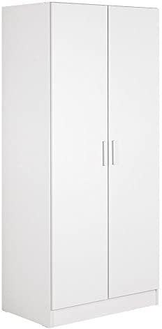 Madesa Kleiderschrank, Schrank mit 2 Türen, für Schlafzimmer, 180 x 52 x 80 cm, aus Holz - Weiß