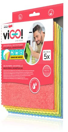 viGO! - Mikrofaser Reinigungstücher I Mikrofasertücher Bad Auto Küche Putzlappen I Fensterputztücher I 5er Set I 30x30 cm I Putztücher I Lappen Reinigung ohne Reinigungsmittel I Waschbar