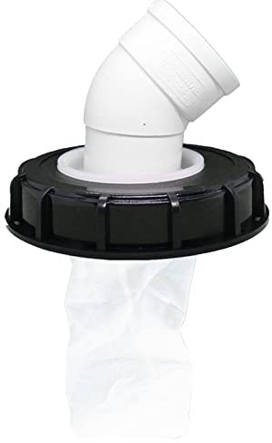 Soekodu IBC Deckelfilter, Waschbarer IBC Tankdeckel aus Nylon mit Deckel, IBC Tankzubehör mit Netzfilter für 163mm Regenwassertank, 45°, 90°, Gerader Kopf und Vertikale 4 Wege Optionen (163mm 45°)