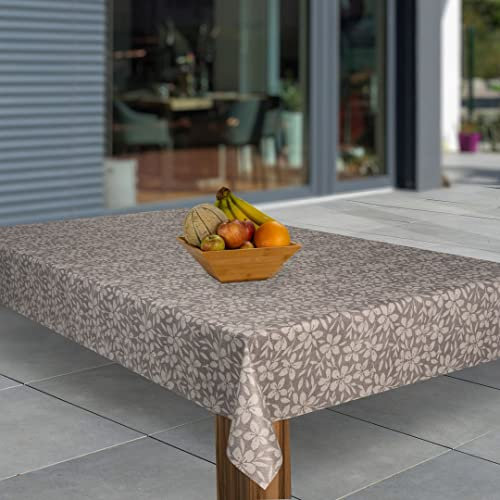 laro Wachstuch-Tischdecke Abwaschbar Wachstischdecke PVC Plastik-Tischdecken Eckig Meterware Abwischbar, Muster:Blumen Grau Weiß, Größe:140x200