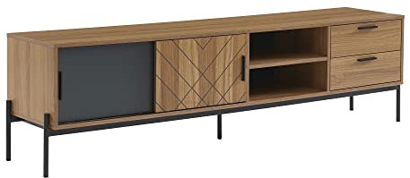 BAÏTA TV-Möbel Geoma, Eiche dunkel und anthrazitgrau, Länge 180 cm, Grau