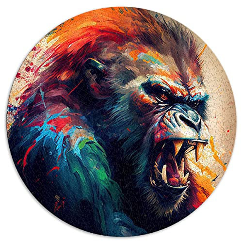 Puzzles 1000 Teile The Angry Ape Rundpuzzle für Erwachsene und Kinder Kartonpuzzle Lernspiel Herausforderung Spielzeug (Größe 67,5 x 67,5 cm)