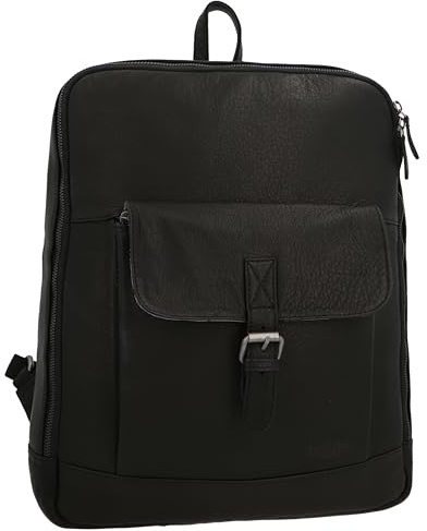 Gusti Rucksack Leder - Ove Lederrucksack Cityrucksack Outdoorrucksack Daypack Vintage Damen Herren Leder (Schwarz)