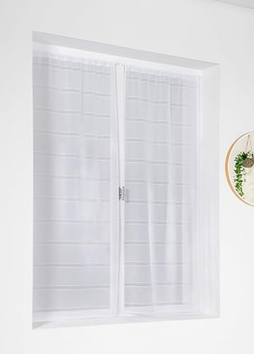 Linder Coppia di vetri CORDELETTE bianco azzurro e nero in 55 x 120 cm