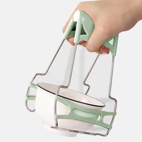 ATFYER Hot Plate Gripper,Kitchen Anti-scald Clip,Plate Gripper Tongs,Stainless Steel Bowl Clip Holder,for Pick up Plates or Bowls from Pots(green)