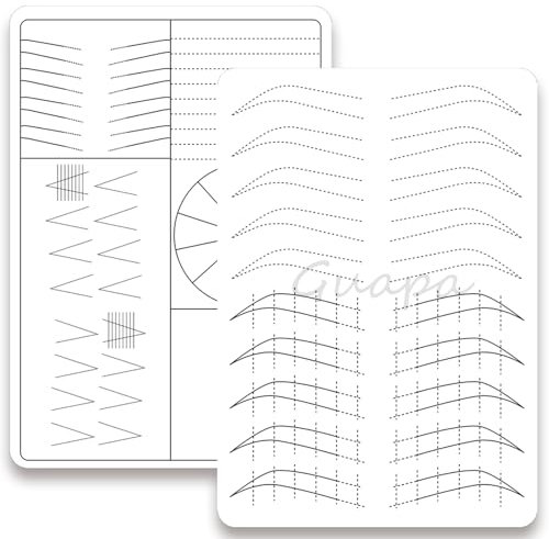 3pcs Weißes Silikon Übungshaut Permanent makeup mit Schwarzen Umrissen Doppelseitig Vorbedruckte Nano Übungshaut Microblading Latex (Weiße Haut - Schwarze Umrisse)