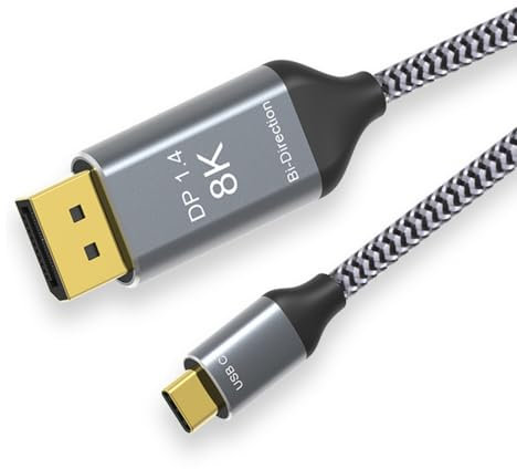 CY Cable Reversible DisplayPort DP Source to USB 3.1 Type C USB-C Displays Male 8K HDTV Cable for Laptop Monitor 1.8m