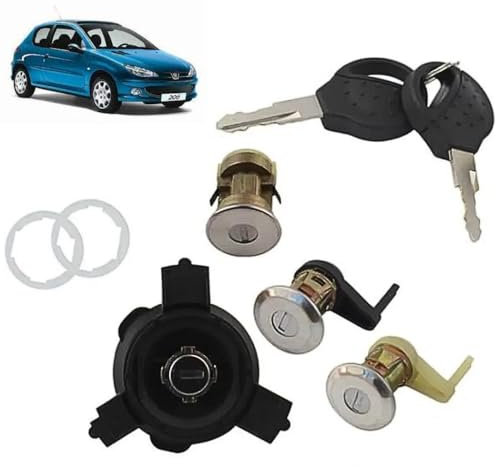 Autocraft Kit complet Serrures de Porte + Bouchon Réservoir + Serrure de Coffre avec clés compatible pour 206 (1998-) 9170N9 9170N8