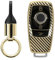 kwmobile Autoschlüssel Hülle kompatibel mit Mercedes Benz Smart Key Autoschlüssel (nur Keyless) Hülle - Schlüsselhülle mit Key Ring Anhänger - Cover Gold Schwarz