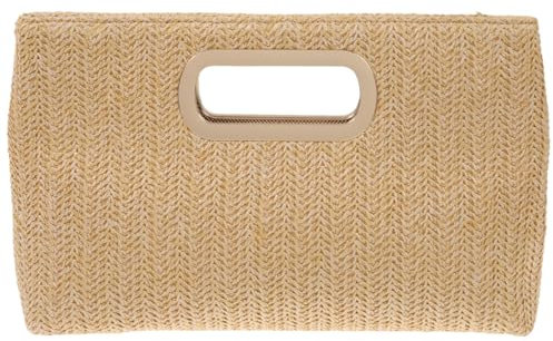 Stroh Kupplung mit Griff, beige, 11.5 x 2 x 7.5 inches