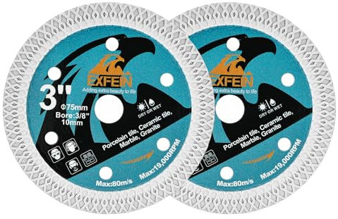 EXFEIN 75 mm, disco diamantato super sottile per piastrelle di porcellana Disco diamantato in ceramica di marmo di granito