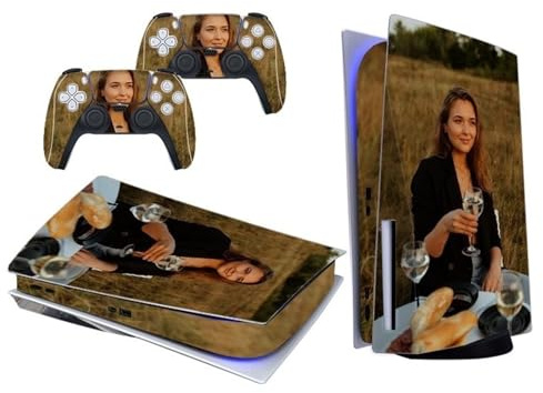 Custom pour PS5 Skin Controller and Console Custom pour PS 5 Disc Version & Digital Edition Skin avec Votre Photo Et Créez Votre Propre Design sans Bulles sans Mousse Anti-Rayures (Size : Disc Versio