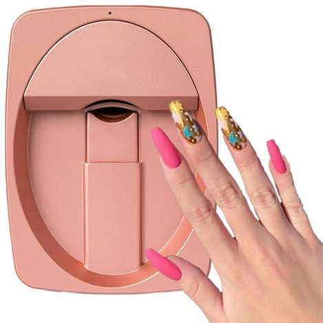 Kindevieft Nail Art Printer Machine, Digital Nail Design Machine Printer, Automatic Nail Art Machine, 3D Mini Finger Nail Printer for Home Use,RoseGold
