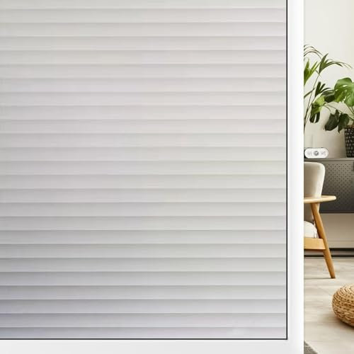 Milchglasfolie Fenster Sichtschutz Fensterfolie 80 x 400 cm Folie Fenster Sichtschutz Fensterfolie Statisch Statisch Haftend, Kein Kleber, Blickdicht, Wiederverwendbar, für Zuhause, Lamellen