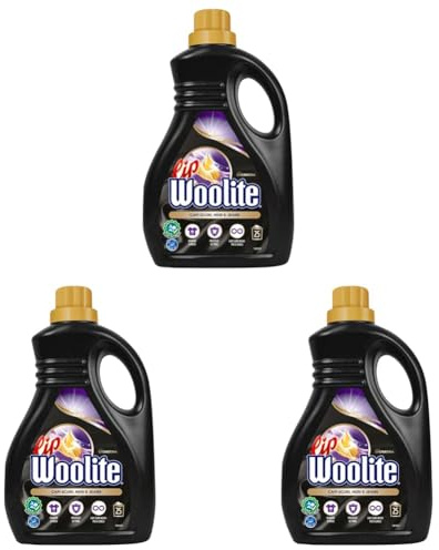 Lip Woolite Detersivo Lavatrice Capi Scuri, Neri e Jeans 25 Lavaggi, da 1500 ml di Detersivo Lavatrice Liquido Capi Scuri con Cheratina (Confezione da 3)