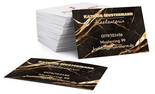 Visitenkarten erstellen mit Foto, Text und Logo - Visitenkarte selbst gestalten - 100 Stück, Design: Marble Schwarz - 300g Bilderdruck matt - Business Cards Online gestalten