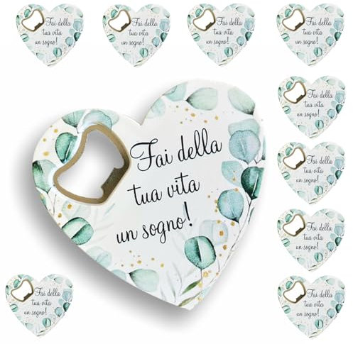 Regalami.shop set 10 bomboniere apribottiglia con stampa e romantica frase, + 10 Bigliettini a tema personalizzati per tutte le cerimonie (11)