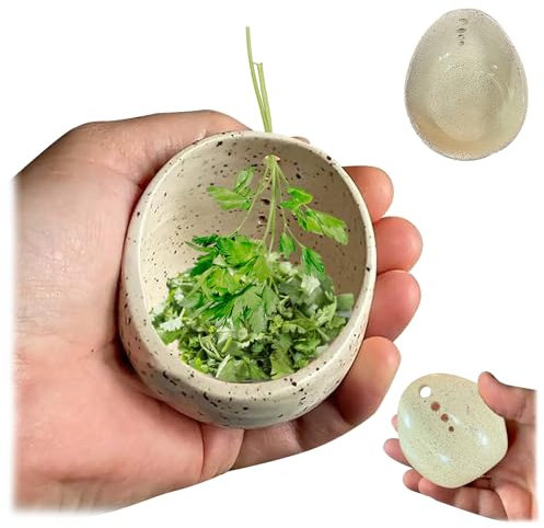 Ceramic Herb Stripper Bowl, 2025 New Handmade Pottery Herbs Strippers, Leaf Stripped with Round Holes Perfect Kitchen Stripping Tools Tool for Fresh Herbal Leafy Greens Suitable