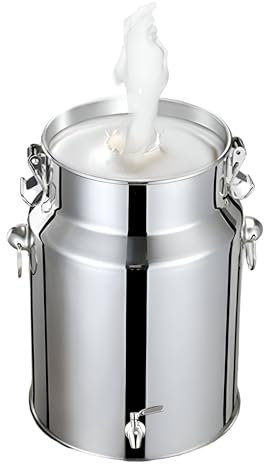 AIZYR Milchkanne Mit Zapfhahn Und Tragegriff Milcheimer Aus Edelstahl Milchkanne Fässer Verschließen Getränkespender Für Milch, Wein Und Öl,14L