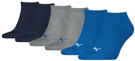 PUMA unisex Sneaker Socken Kurzsocken Sportsocken 3 Paar, Farbe:Mehrfarbig, Menge:3 Paar (1x 3er Pack), Größe:39-42, Artikel:-277 blue/grey melange