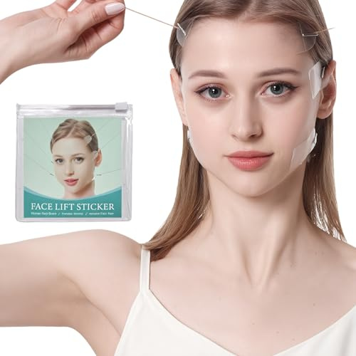 Rubans Adhésifs Lifting Visage – Effet Immédiat et Invisible, Autocollants Lifting pour les Yeux et le Visage – Outil de Maquillage pour un Lifting Instantané – 20 Pièces