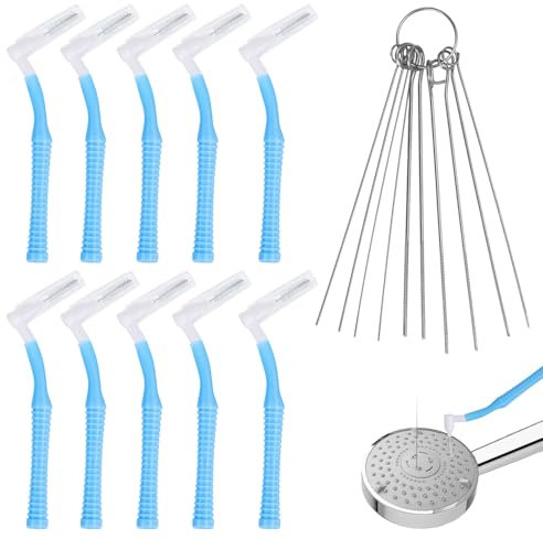 lasuroa 10pcs Shower Head Cleaning Brushes, Multifunctional Anti-Clogging Shower Nozzle Cleaner Tool with 10 Multi-Size Cleaning Picks for Household Bathroom Small Holes Window Slot