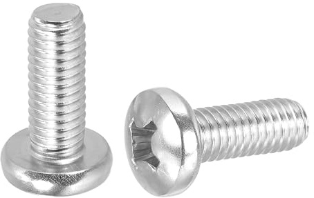 PATIKIL 3/8-16 x 1 Pan Head Machine Screws, 10 Pcs 304 Stainless Steel Round Head Screws for Cabinet Drawer Knob Pull Handle, Phillips Drive, Fully Threaded, Bright Finish