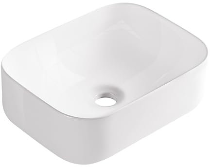 AQUAUNO LISA – Vasque à poser LISA 40,5x30 cm rectangulaire – Lavabo en céramique blanche sans trou de robinet et sans trop-plein – Idéal pour WC invités ou petits espaces
