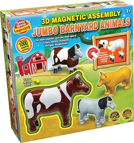Small World Toys 3D Magnetic Assembly Jumbo Barnyard Animals, With Farm Scenes, Educational Building Toy Set, Toddlers ad Young Children Ages 2+