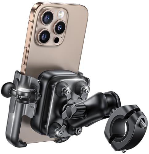 Lamicall Handyhalterung Motorrad, Handyhalter Fahrrad Lenker, Ganzmetall | [Ideal für Video] Vibrationsgedämpfte Handy Halterung Motorrad Halter mit Verlängerungsarm, für iPhone 17, Samsung, 7,2 Zoll