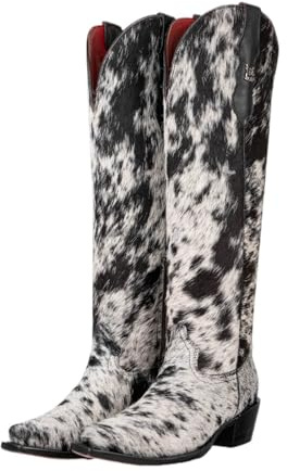 ENEN Stivali Cowboy Donna Texani Pelle, 35-46 EU Stivali Monta Western Cowboy Donna Alti Comodi Morbida Suola Antiscivolo Moda Eleganti per Autunno e Inverno (XR43 Nero,44)