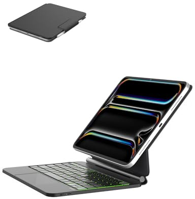 EIP Hyperkeys Keyboard for iPad, Magic Keyboard with Customizable Shortcuts, Full-Area Control Trackpad, Pen Sleeve, Cantilever Stand, 7-Color Backlight