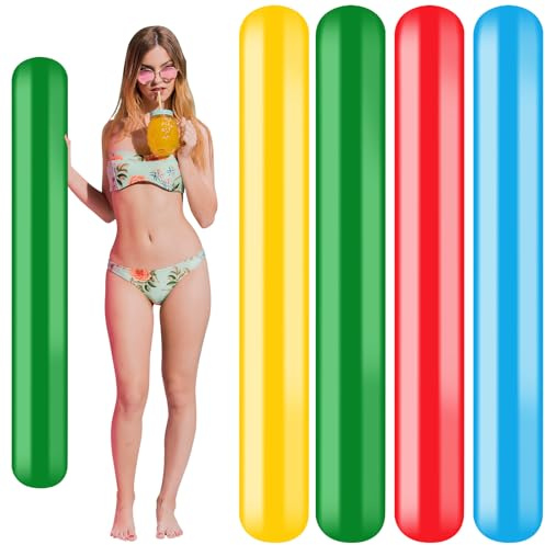 Phlognfy 4Pcs Aufblasbarer Schwimmnudel, 150CM Schwimmnudel Poolnudel, Aufblasbare Schwimmhilfe, für Erwachsene Strände Wasserparks Aquasport