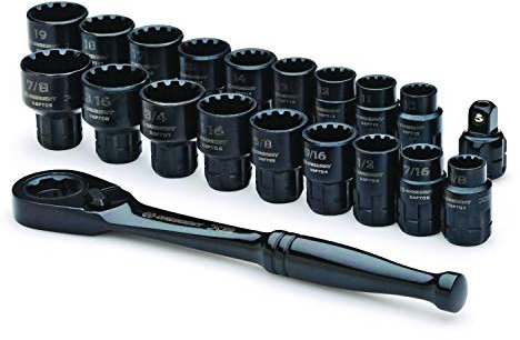Crescent CX6PT20 20 Piece X6 Pass-Through Ratchet and Socket Set, Metric & SAE - Black,10 19mm