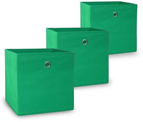 Vladon Faltbare Aufbewahrungsbox Oslo, 3er Set, Made in Germany, Grün (32 x 32 x 32 cm)