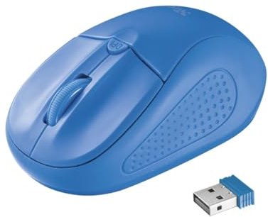 Trust Primo Mouse Ottico, Wireless, Interruttore Integrato, Tasti Premuti, Blu