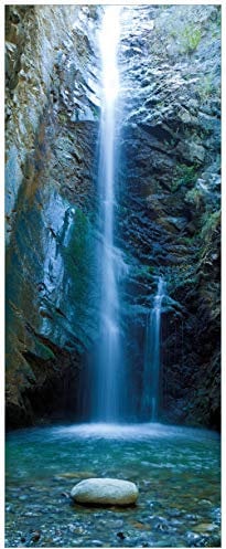 Wallario Glasbild Wasserfall bei Sonneneinfall - 50 x 125 cm Wandbilder Glas in Premium-Qualität: Brillante Farben, freischwebende Optik